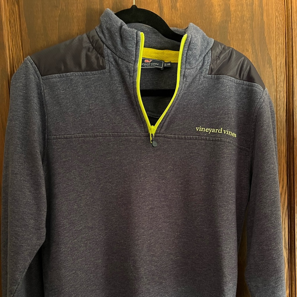 Vineyard Vines quarter zip with neon zipper